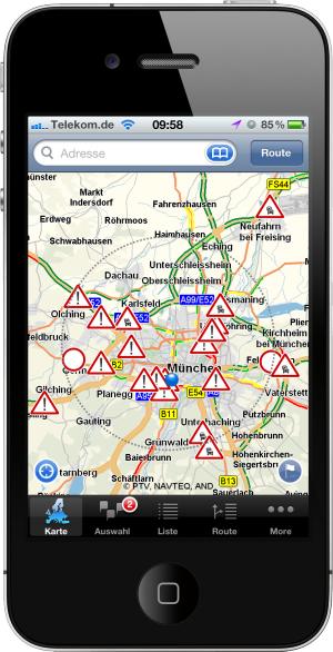 ADAC Maps mit Verkehrsdaten einfach per App auf dem Smartphone nutzen
