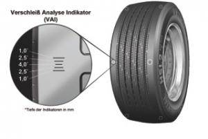 Nutzfahrzeugreifen mit Verschleiß-Analyse-Indikator von Continental